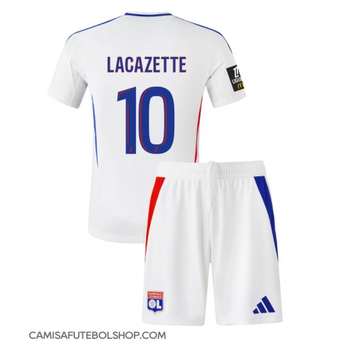 Camisa de time de futebol Olympique Lyonnais Alexandre Lacazette #10 Replicas 1º Equipamento Infantil 2024-25 Manga Curta (+ Calças curtas)